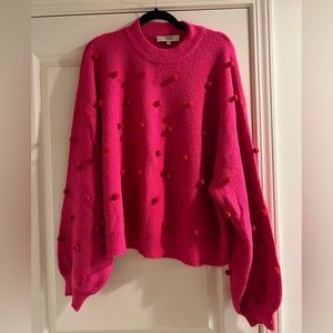 CROSBY by Mollie Burch Miller Sweater - Mollie Pink with Red Pom Poms